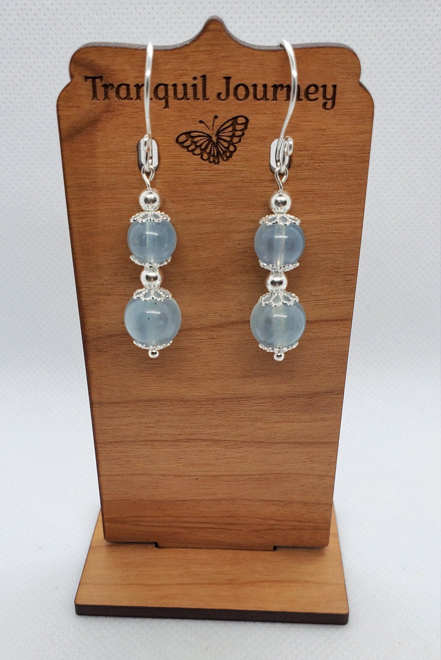 Aquamarine 6-10 mm Earrings, Silver Filled Earring Wire