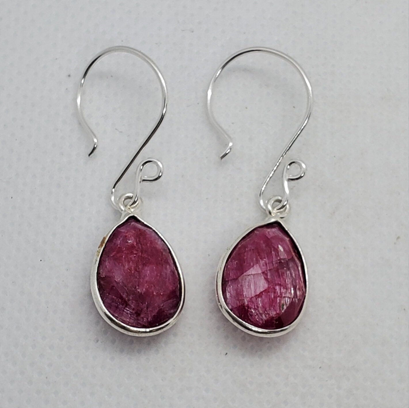 Ruby 11x18 mm Earrings, Silver Filled Earring Wire