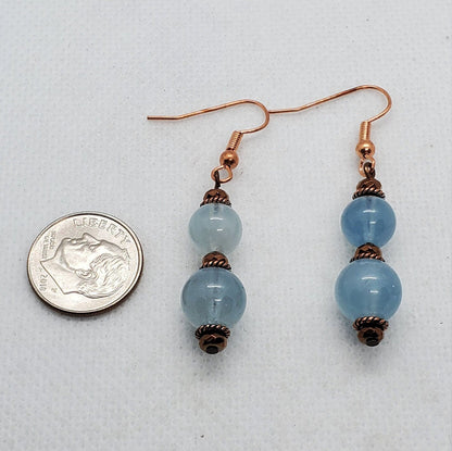 Aquamarine 6-10 mm Earrings, Copper Earring Wire