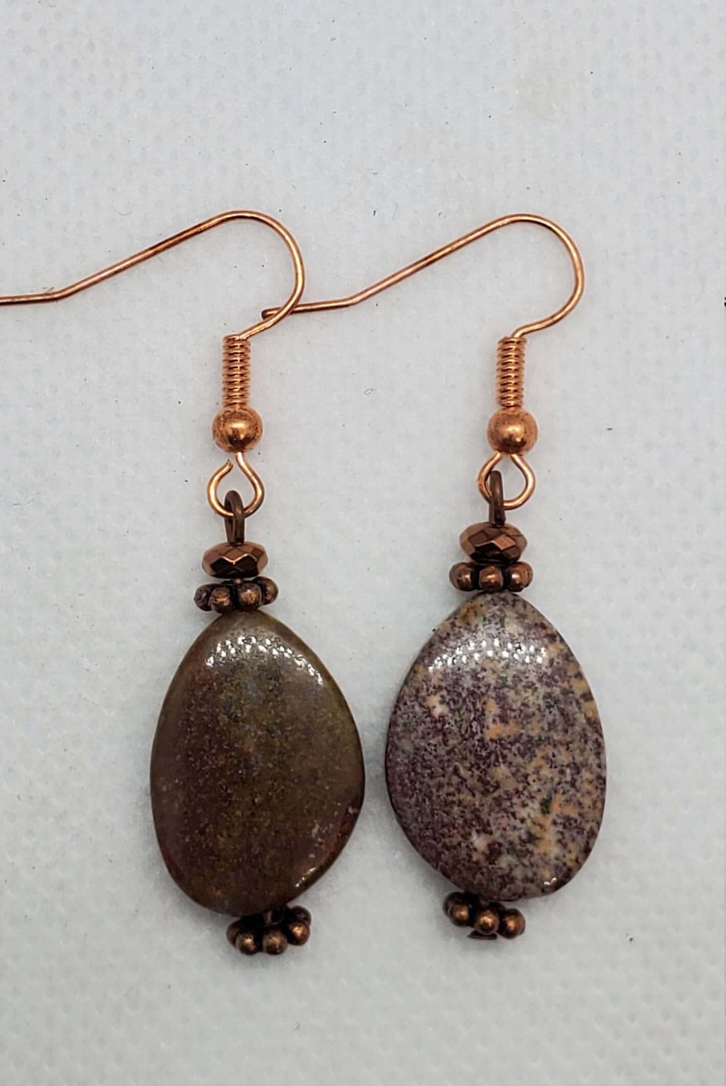 Kabamby Ocean Jasper Earrings, Copper Earring Wire 13x18mm