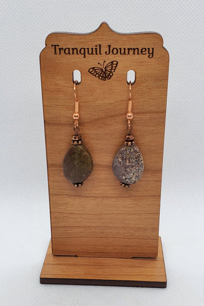 Kabamby Ocean Jasper Earrings, Copper Earring Wire 13x18mm