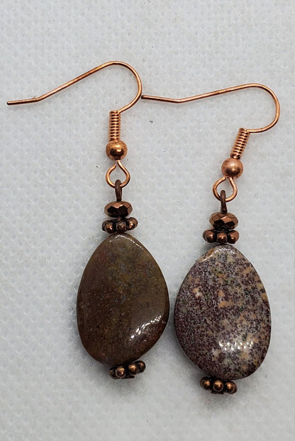 Kabamby Ocean Jasper Earrings, Copper Earring Wire 13x18mm