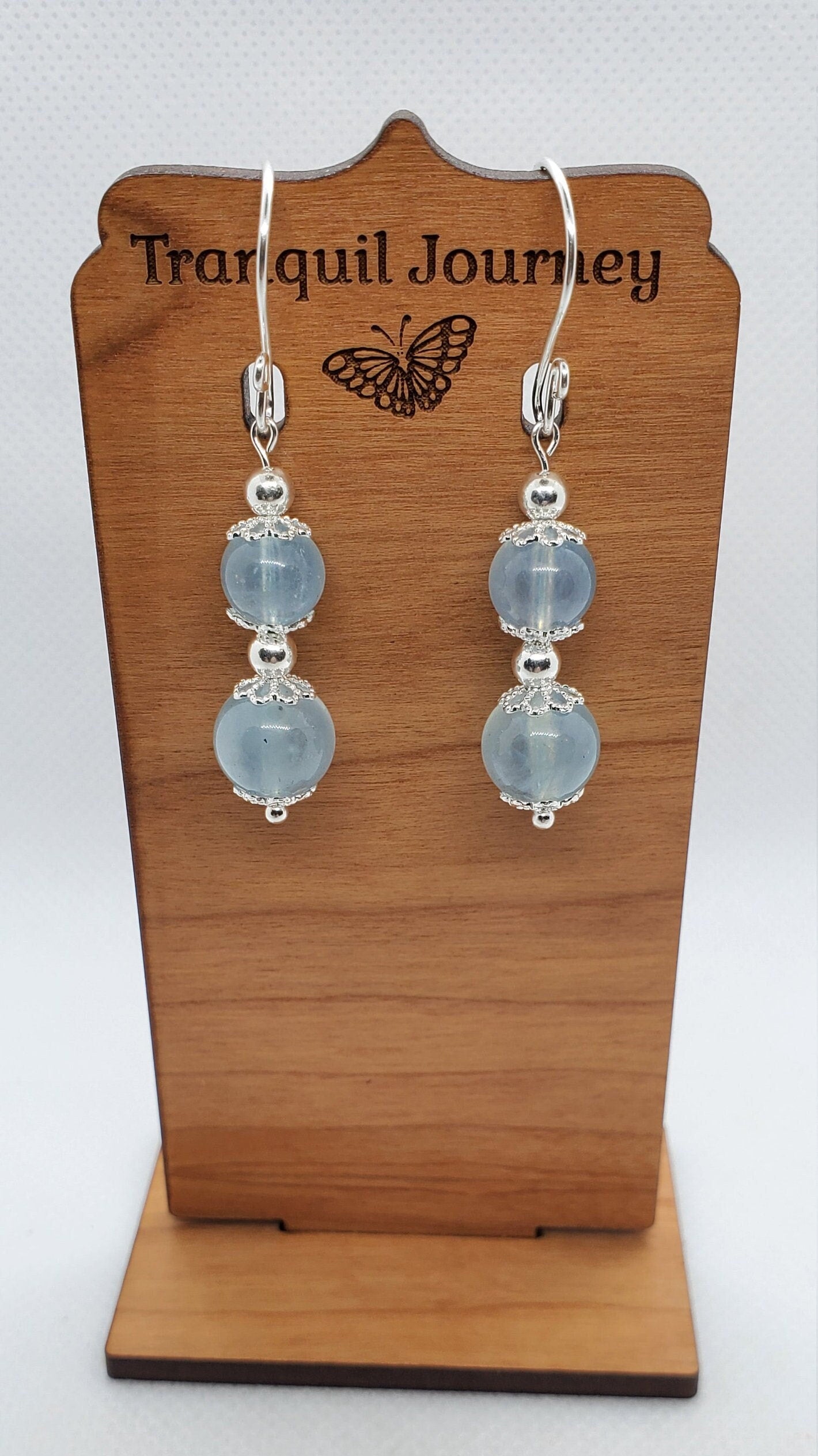 Aquamarine 6-10 mm Earrings, Silver Filled Earring Wire