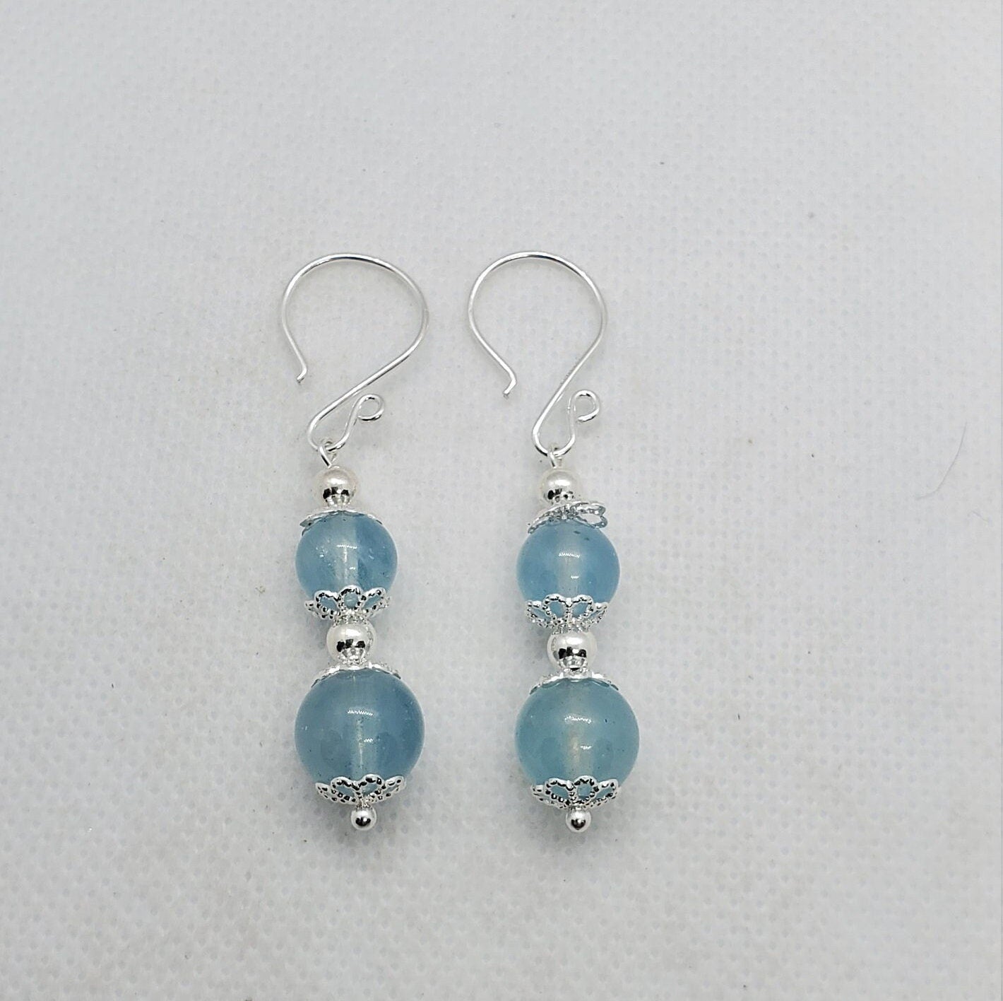 Aquamarine 6-10 mm Earrings, Silver Filled Earring Wire