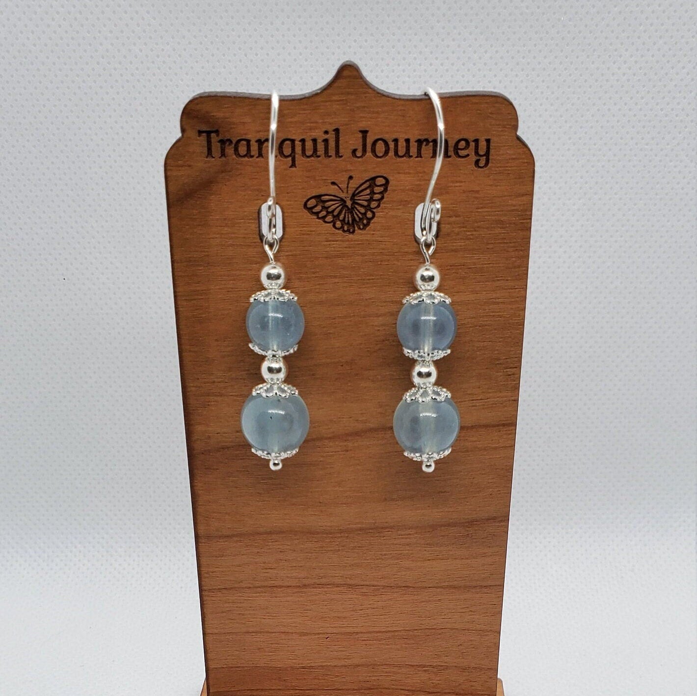 Aquamarine 6-10 mm Earrings, Silver Filled Earring Wire