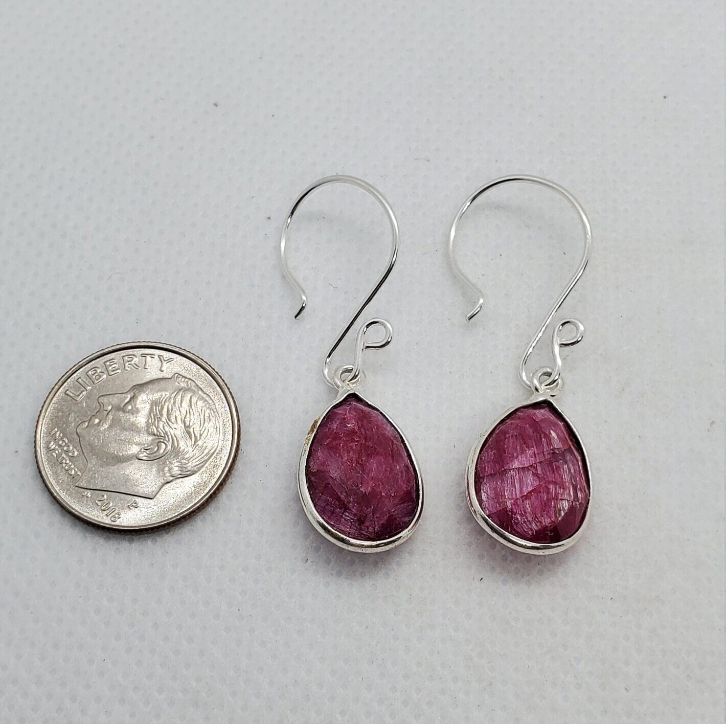 Ruby 11x18 mm Earrings, Silver Filled Earring Wire