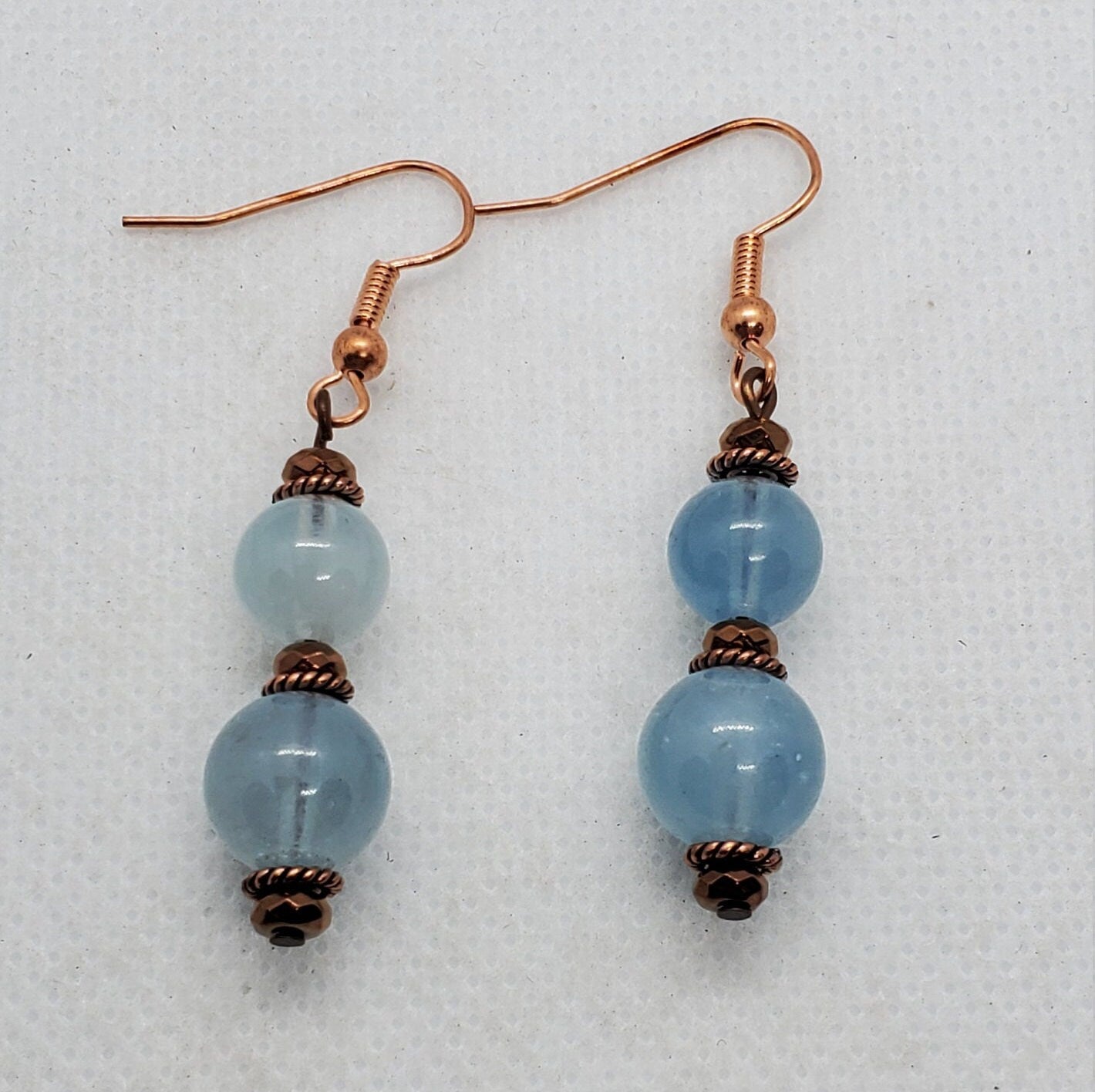 Aquamarine 6-10 mm Earrings, Copper Earring Wire