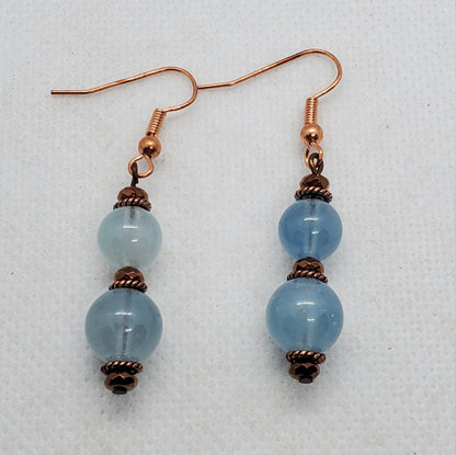 Aquamarine 6-10 mm Earrings, Copper Earring Wire