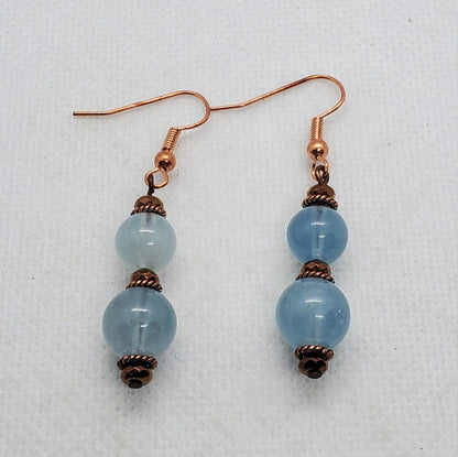 Aquamarine 6-10 mm Earrings, Copper Earring Wire