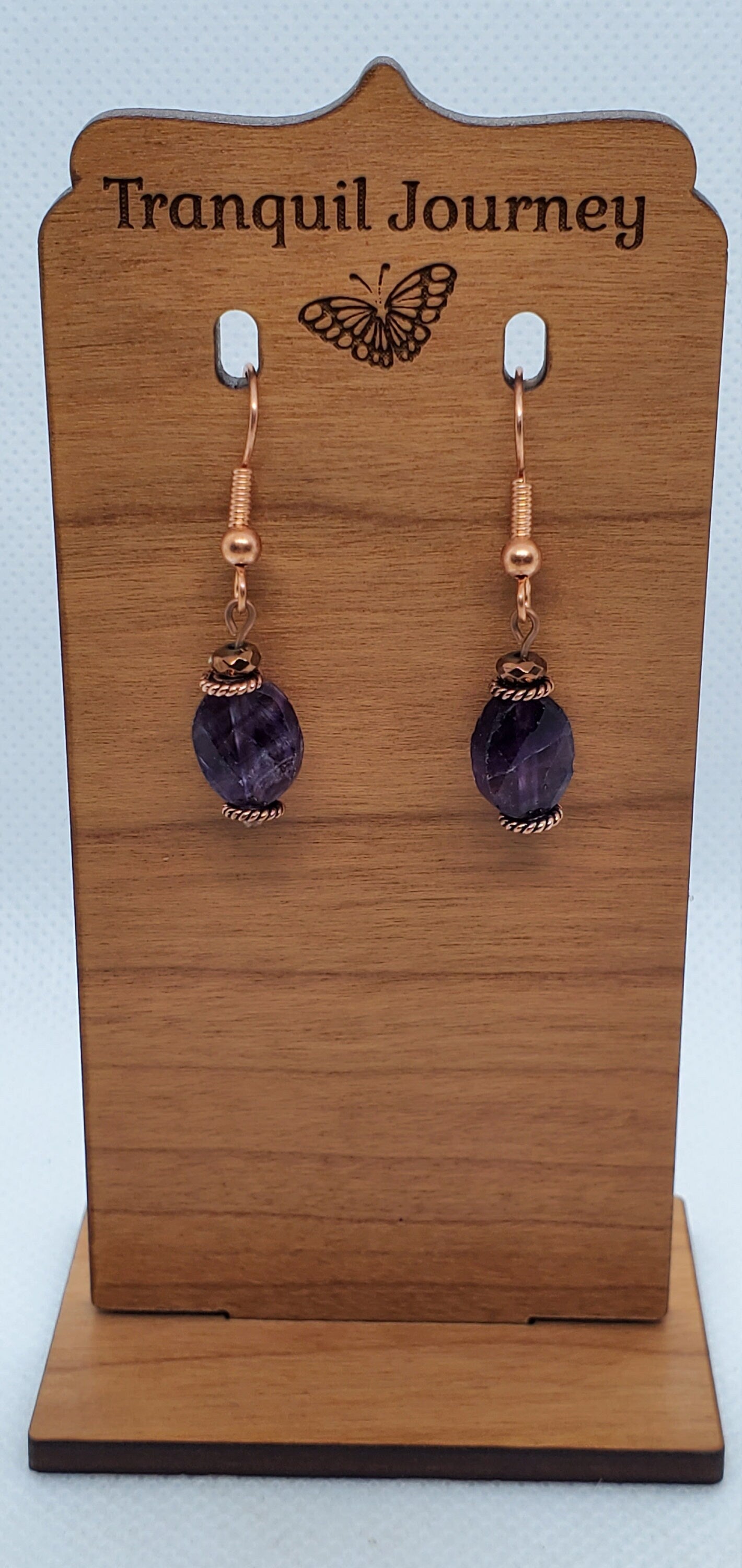 Flourite Earrings, Copper Earring Wire 8 x 10 mm