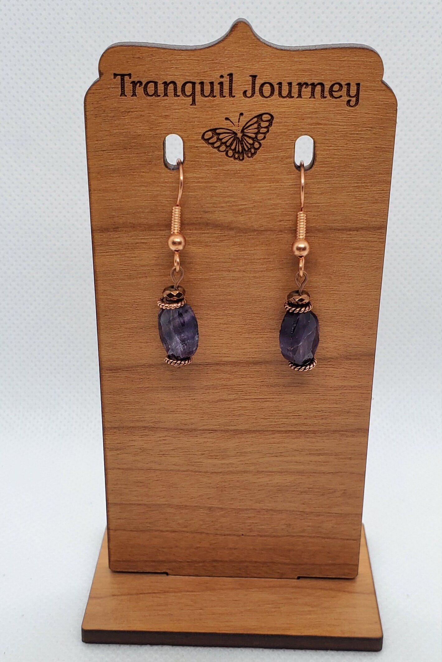 Flourite Earrings, Copper Earring Wire 8 x 10 mm