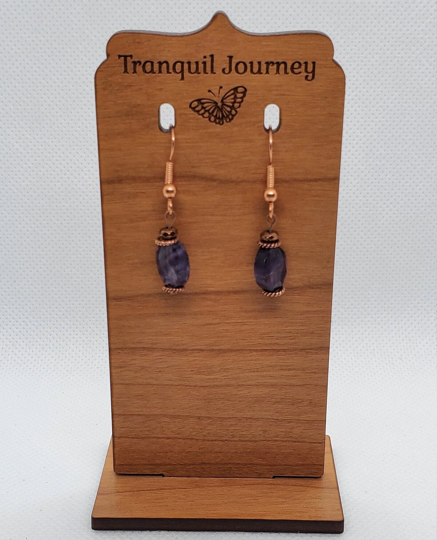 Flourite Earrings, Copper Earring Wire 8 x 10 mm