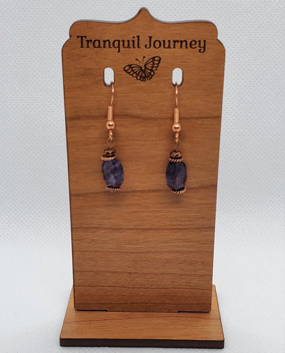 Flourite Earrings, Copper Earring Wire 8 x 10 mm