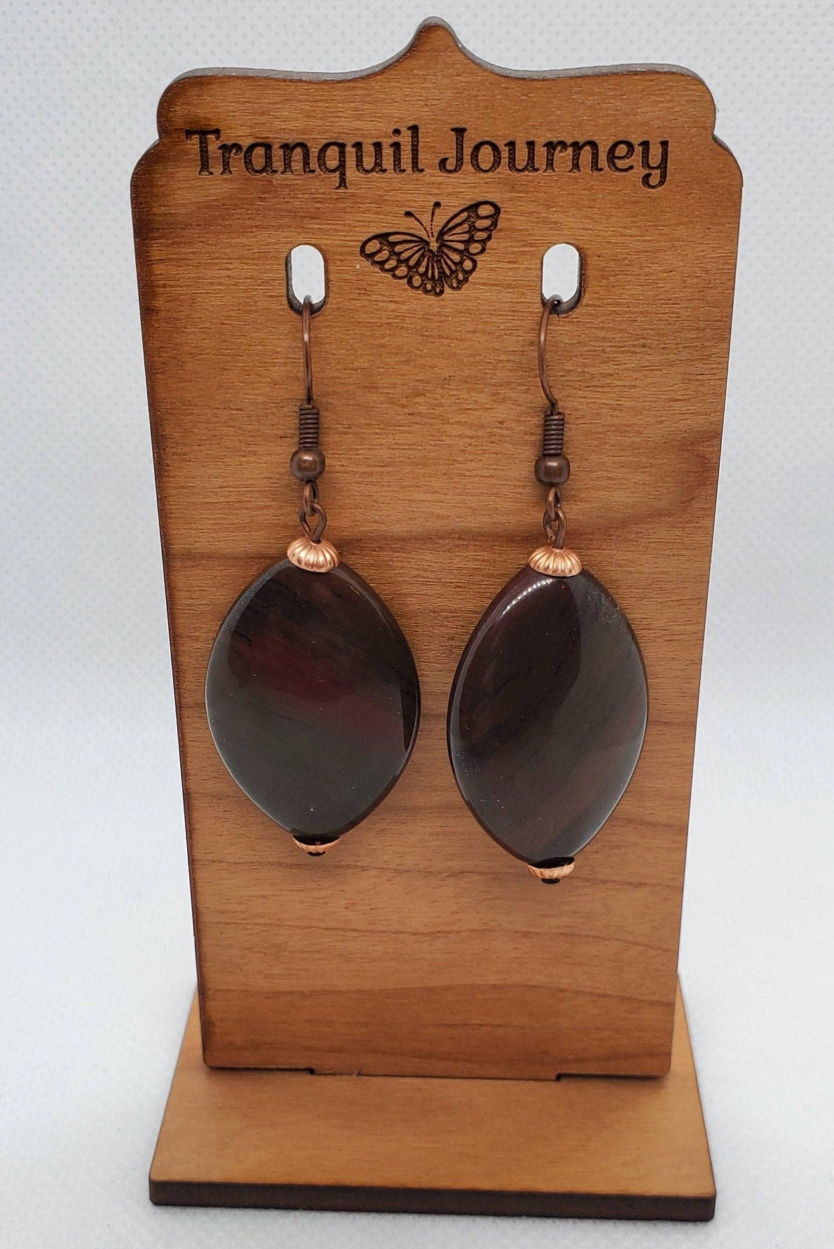 Red Ocean Jasper Earrings, Copper Earring Wire