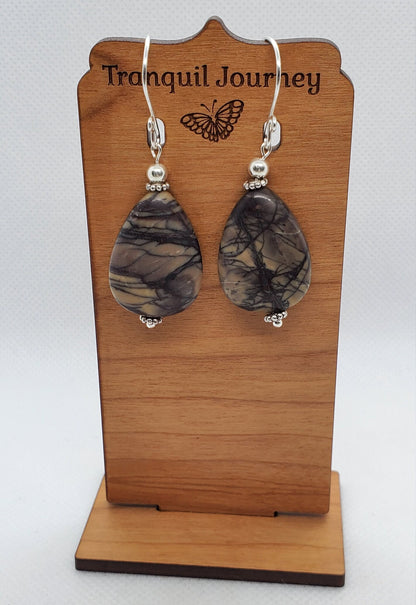 Purple Cherry Creek Jasper Earrings, Silver Filled Earring Wire