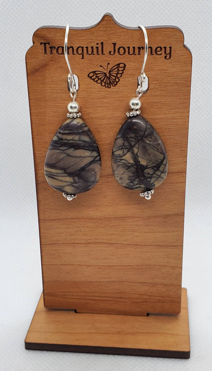 Purple Cherry Creek Jasper Earrings, Silver Filled Earring Wire