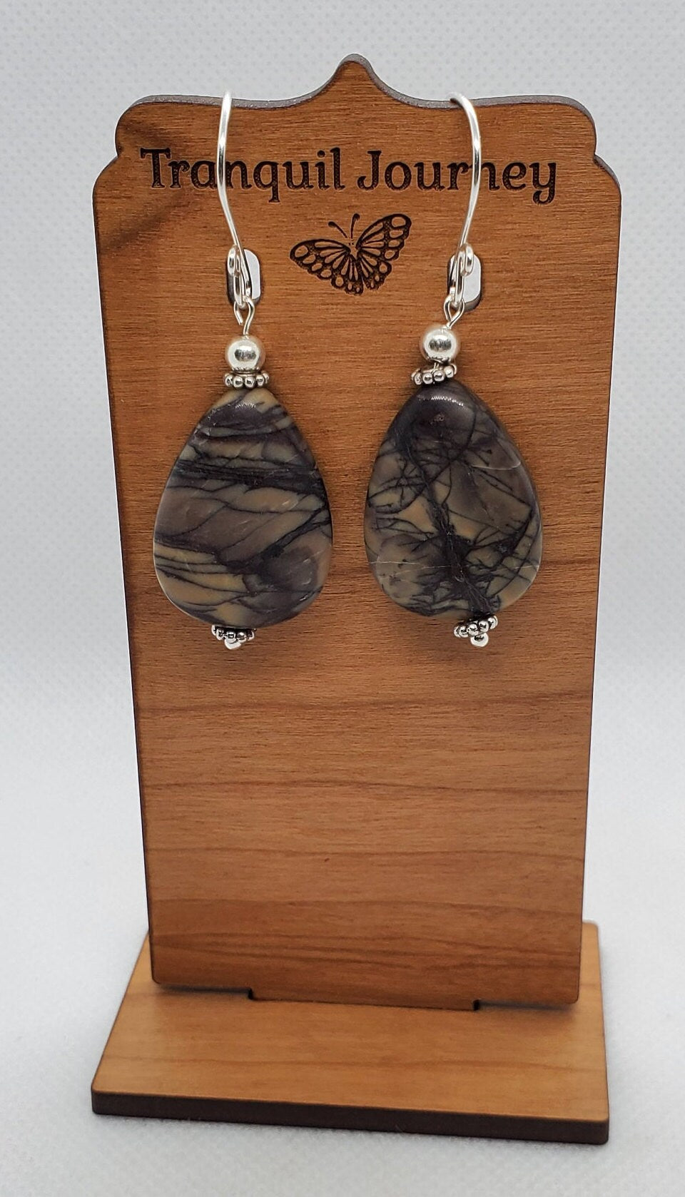 Purple Cherry Creek Jasper Earrings, Silver Filled Earring Wire