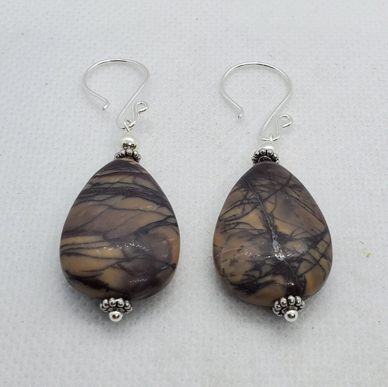 Purple Cherry Creek Jasper Earrings, Silver Filled Earring Wire