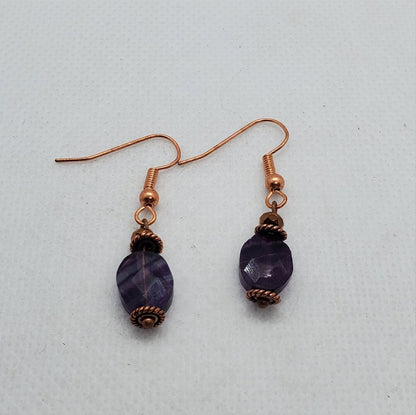 Flourite Earrings, Copper Earring Wire 8 x 10 mm