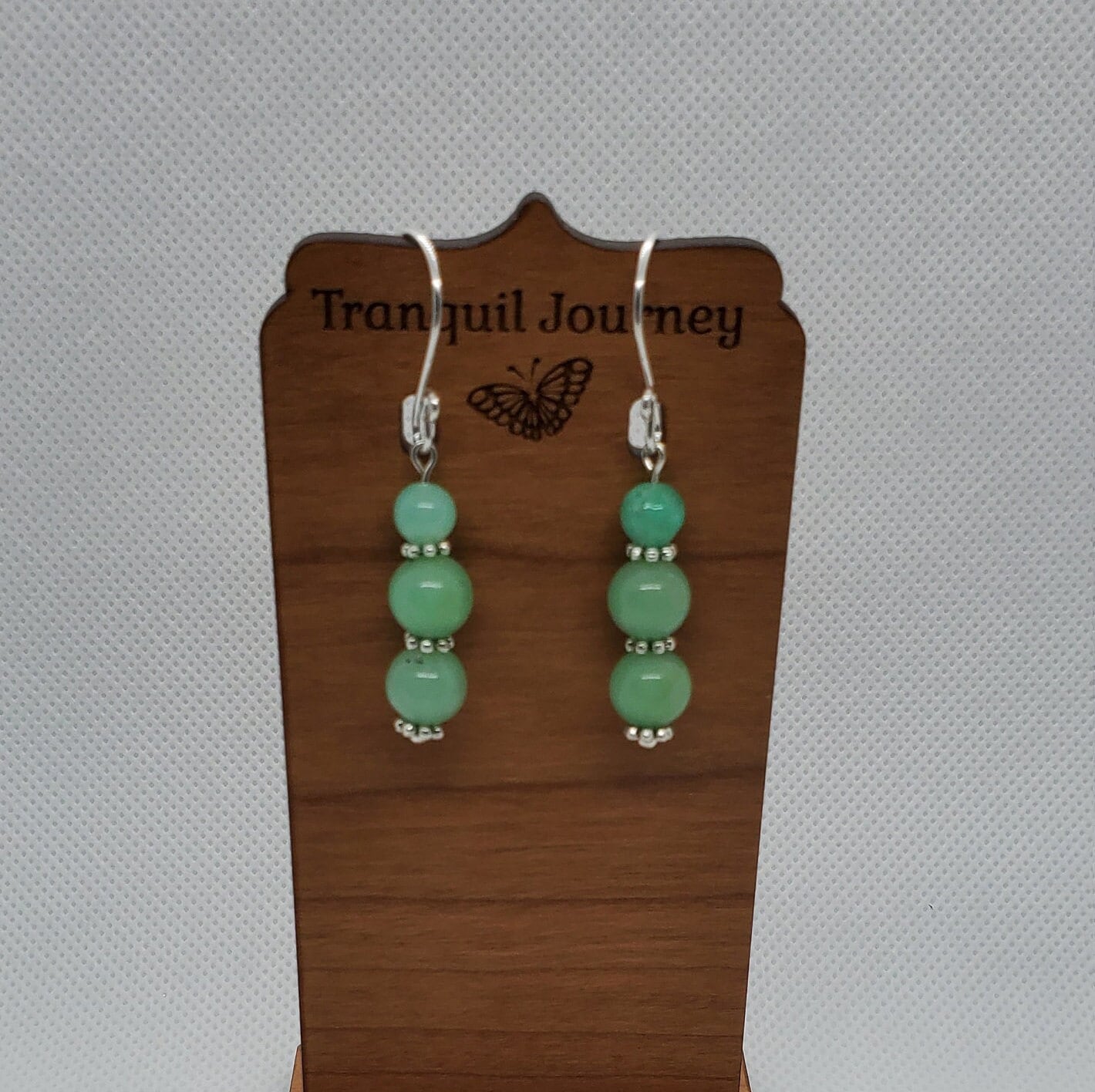 Australian Chrysoprase 6x8mm mm Earrings, Silver Filled Earring Wire