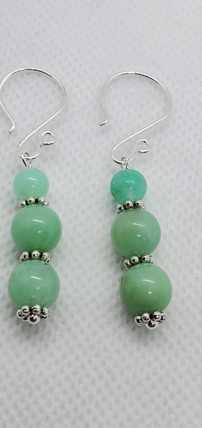 Australian Chrysoprase 6x8mm mm Earrings, Silver Filled Earring Wire