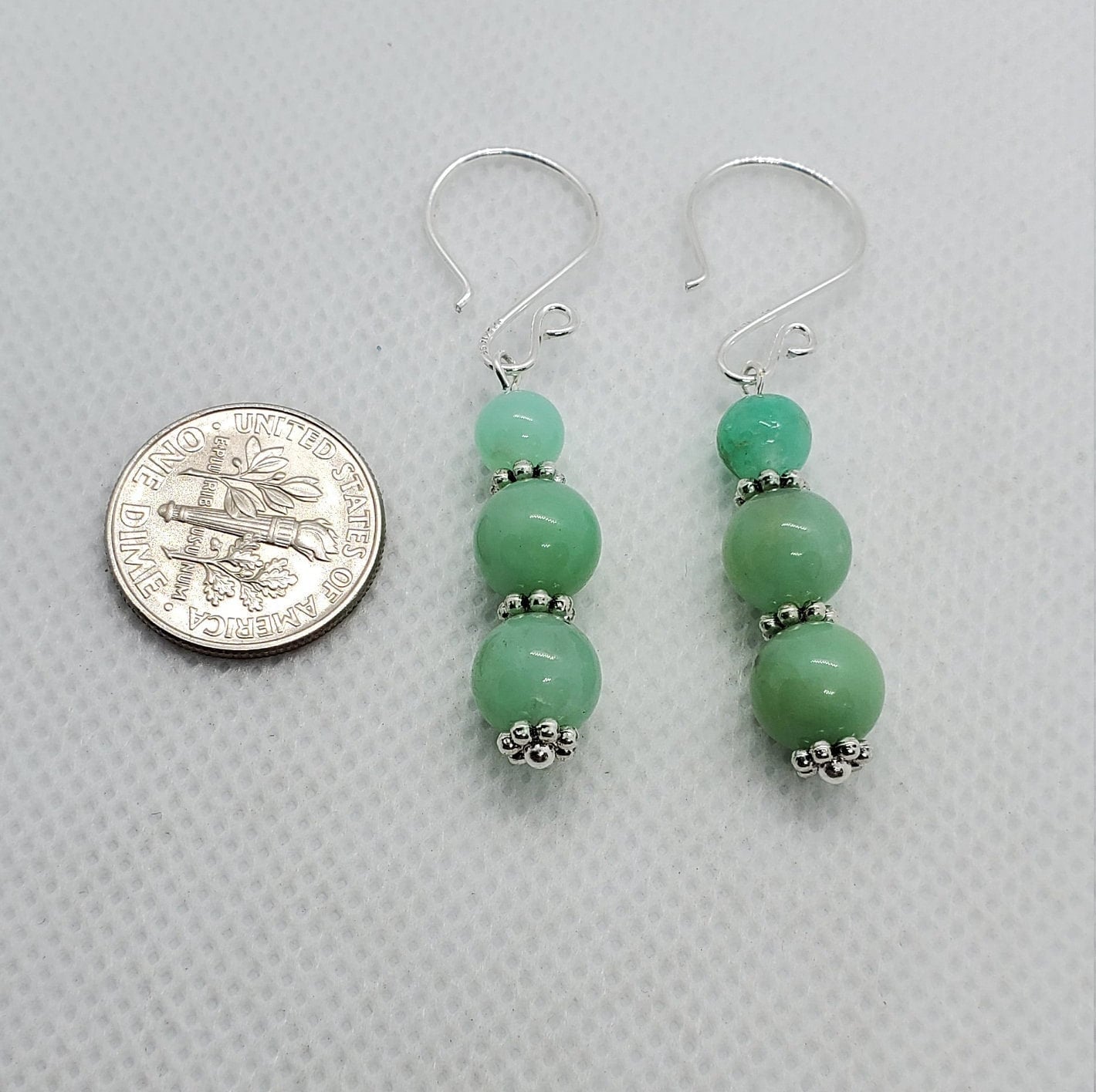 Australian Chrysoprase 6x8mm mm Earrings, Silver Filled Earring Wire