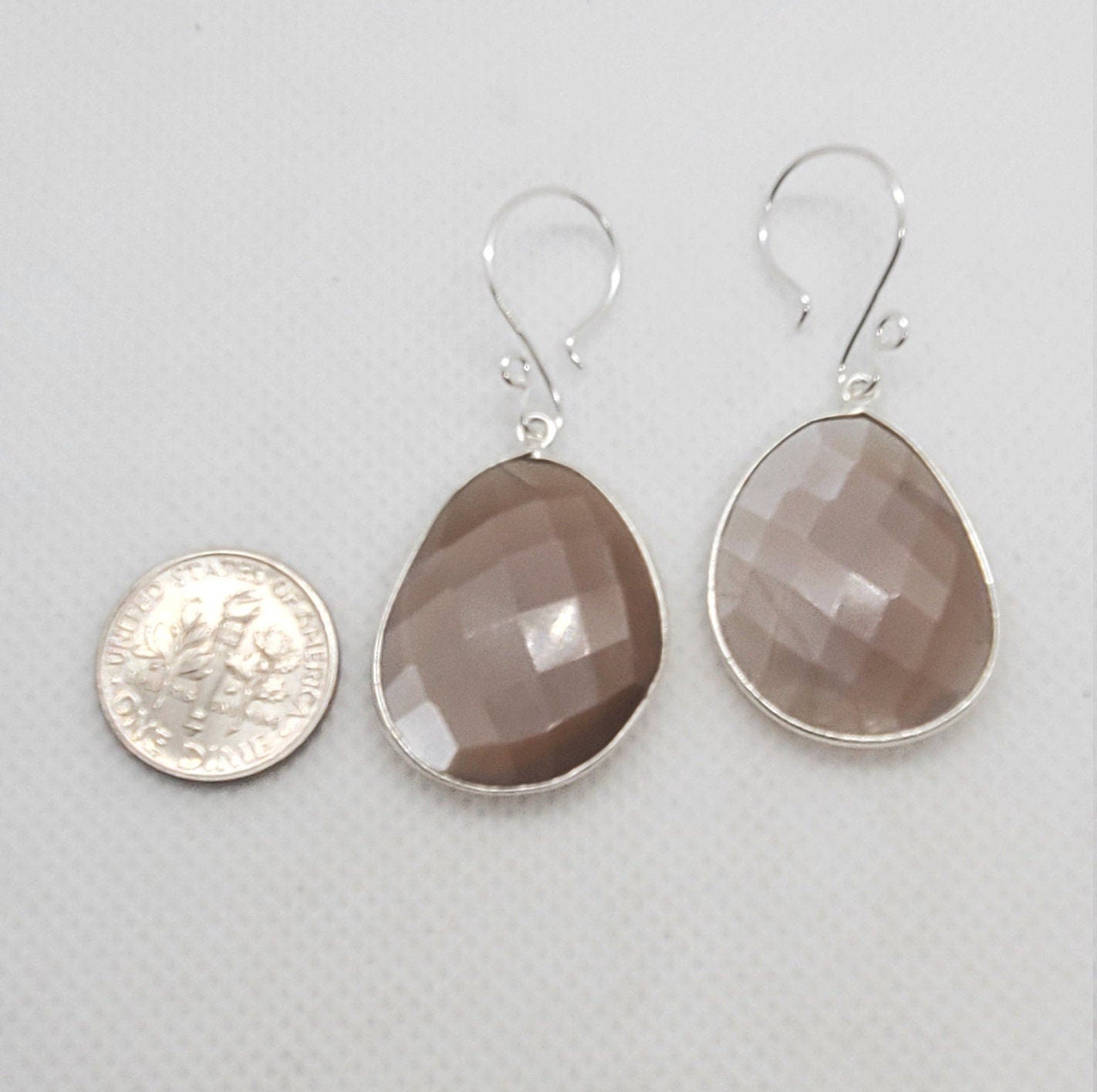 Mystic Moonstone 22x30mm Earrings, Silver Filled Earring Wire