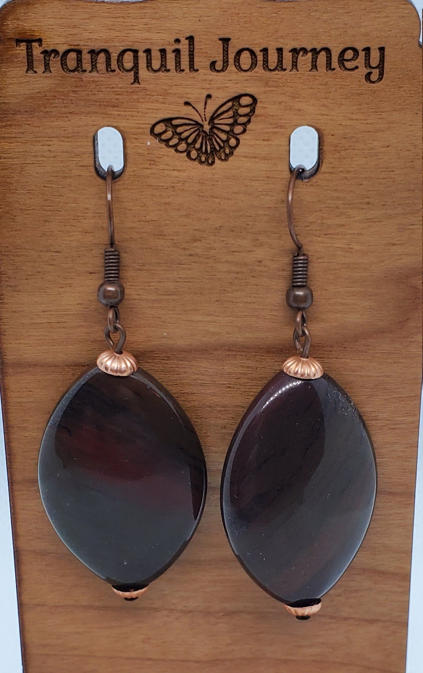 Red Ocean Jasper Earrings, Copper Earring Wire