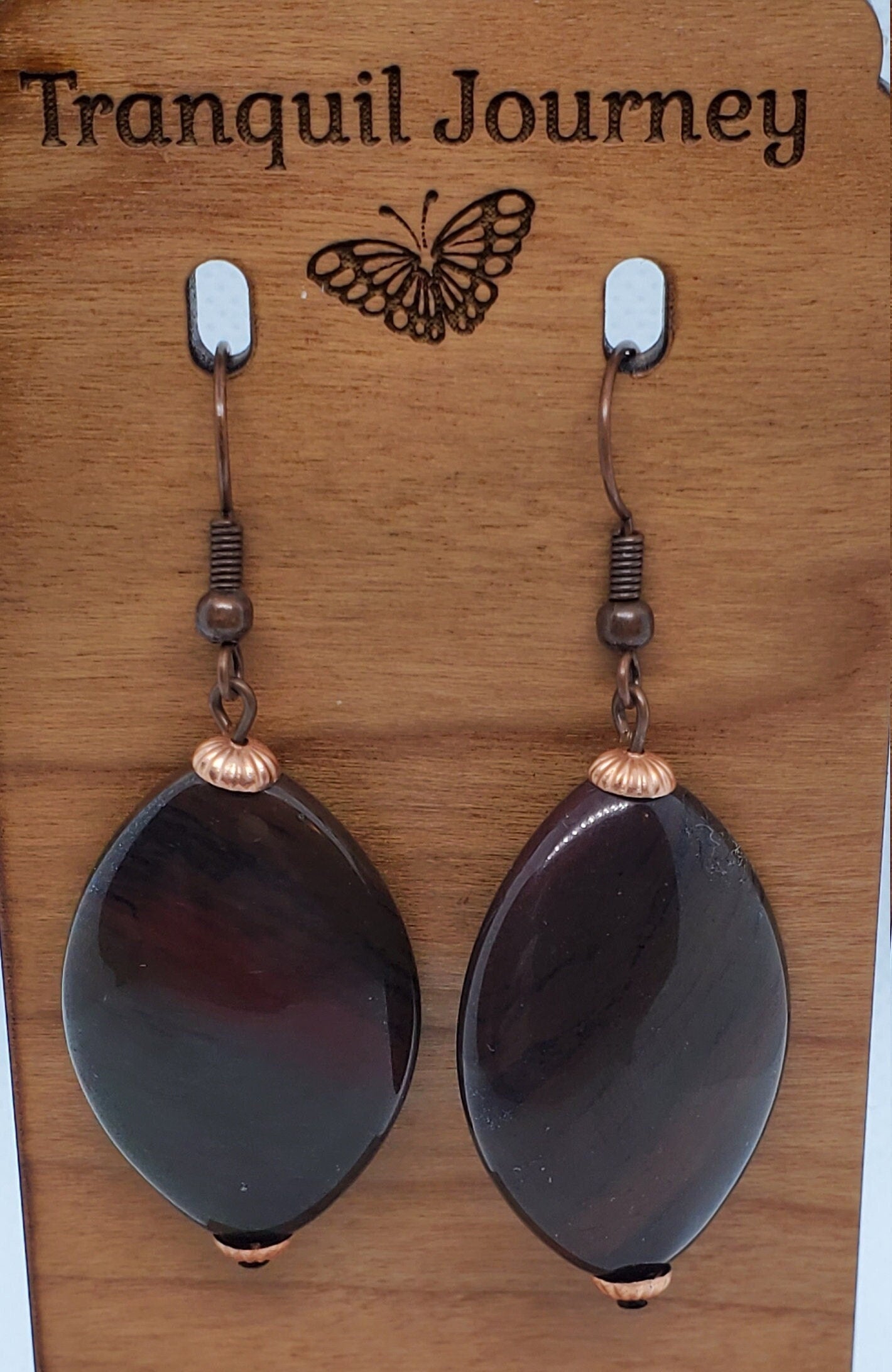 Red Ocean Jasper Earrings, Copper Earring Wire