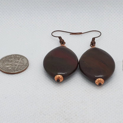 Red Ocean Jasper Earrings, Copper Earring Wire