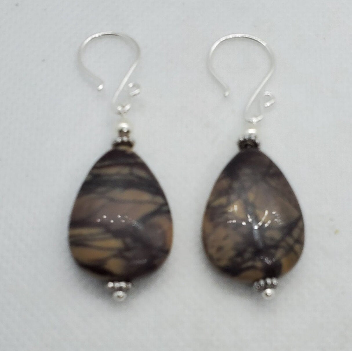 Purple Cherry Creek Jasper Earrings, Silver Filled Earring Wire