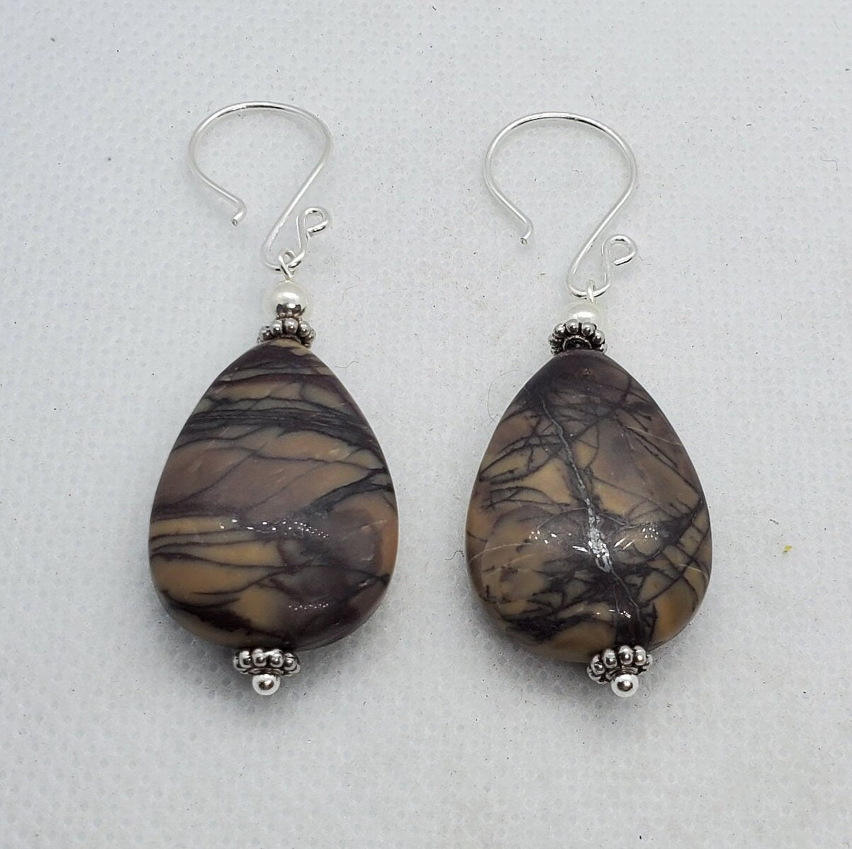 Purple Cherry Creek Jasper Earrings, Silver Filled Earring Wire