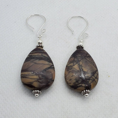 Purple Cherry Creek Jasper Earrings, Silver Filled Earring Wire