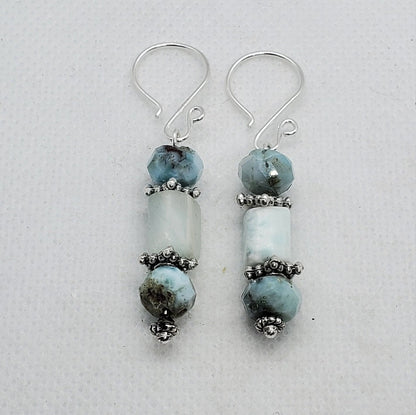 Larimar 5 x 10 mm Earrings, Silver Filled Earring Wire