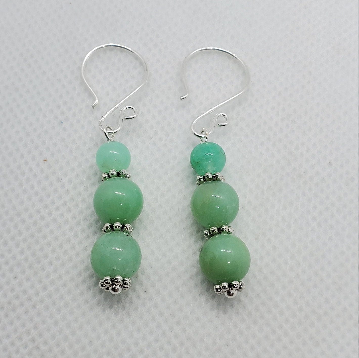 Australian Chrysoprase 6x8mm mm Earrings, Silver Filled Earring Wire