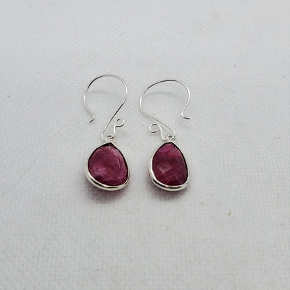 Ruby 11x18 mm Earrings, Silver Filled Earring Wire