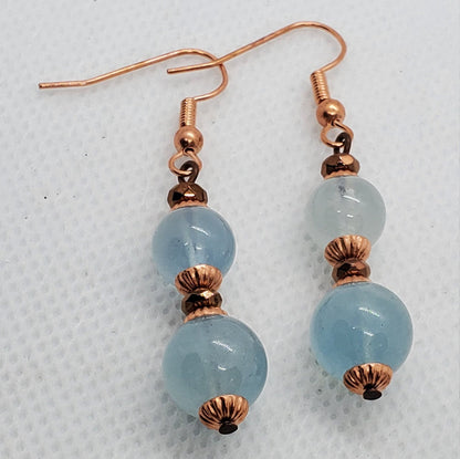 Aquamarine 6-10 mm Earrings, Copper Earring Wire