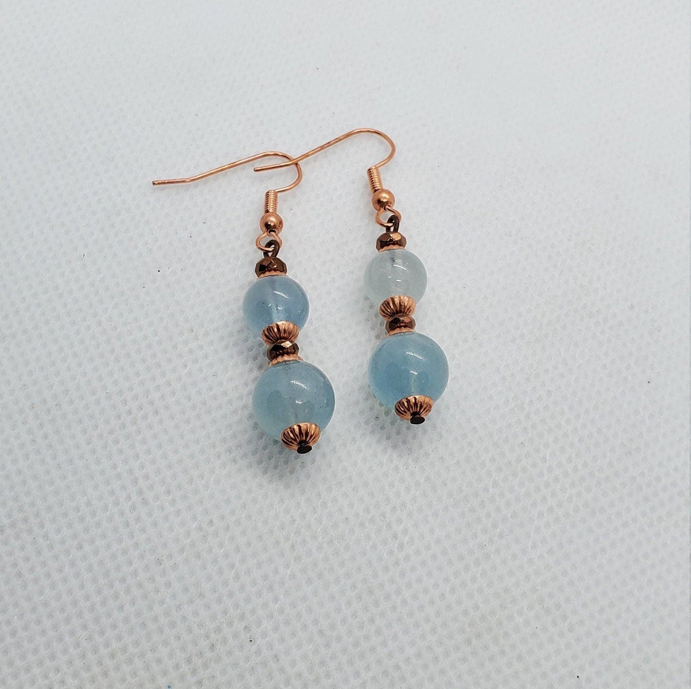 Aquamarine 6-10 mm Earrings, Copper Earring Wire