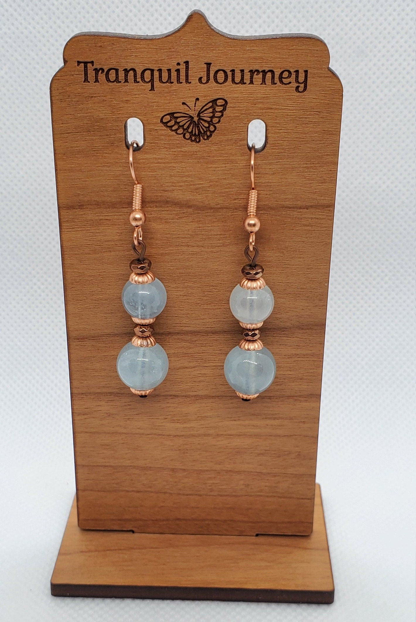 Aquamarine 6-10 mm Earrings, Copper Earring Wire