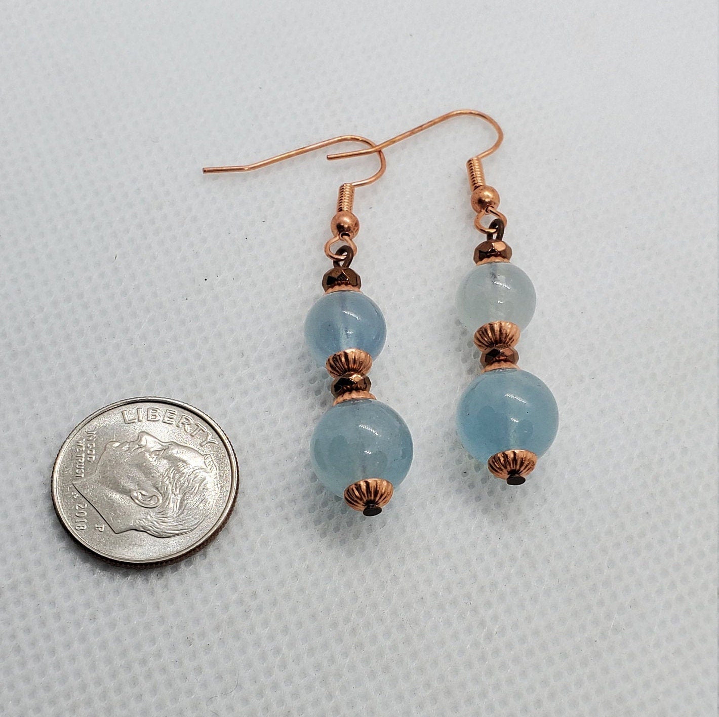 Aquamarine 6-10 mm Earrings, Copper Earring Wire