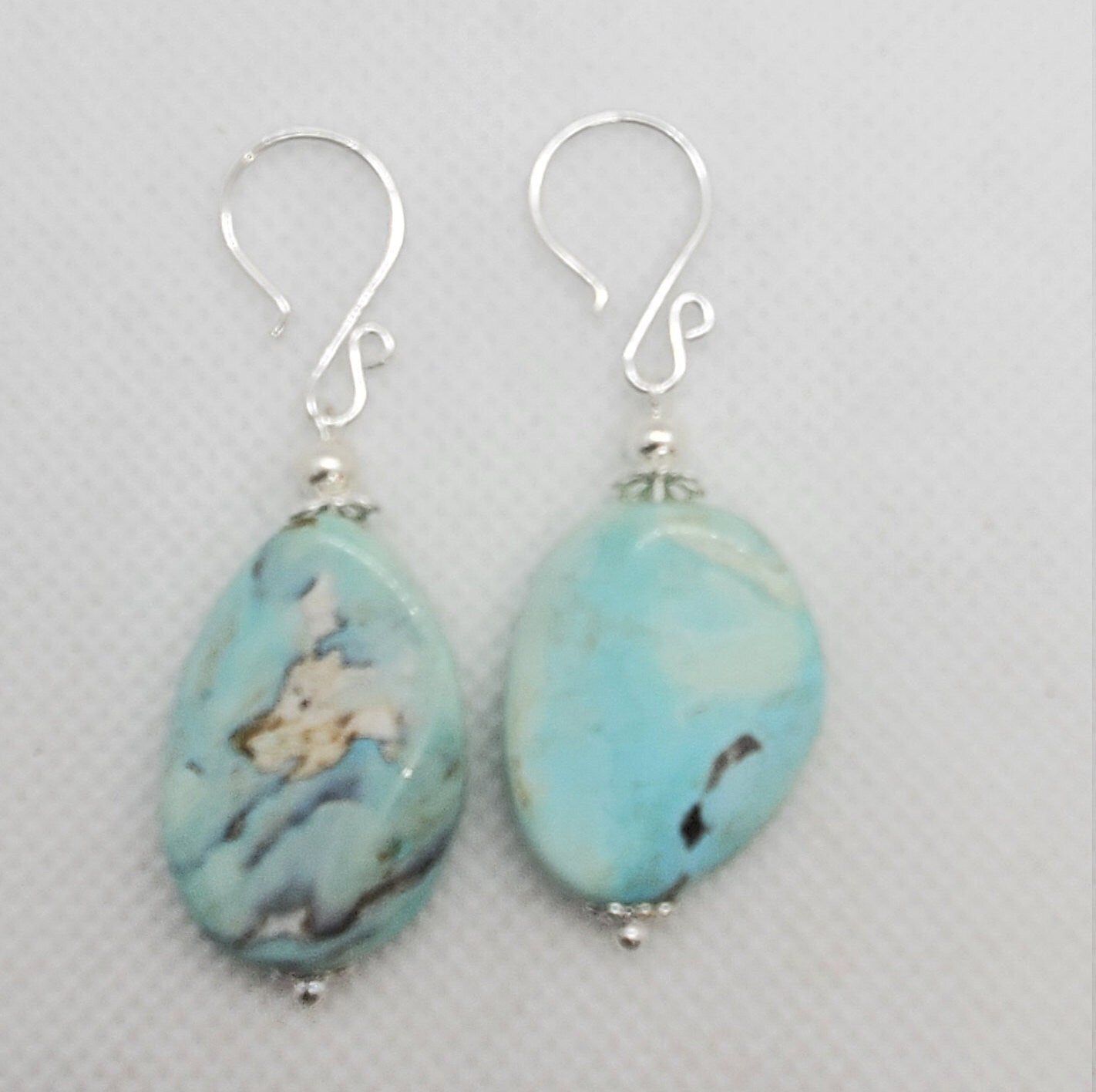 Terra Agate 16x22mm Earrings, Silver Filled Earring Wire