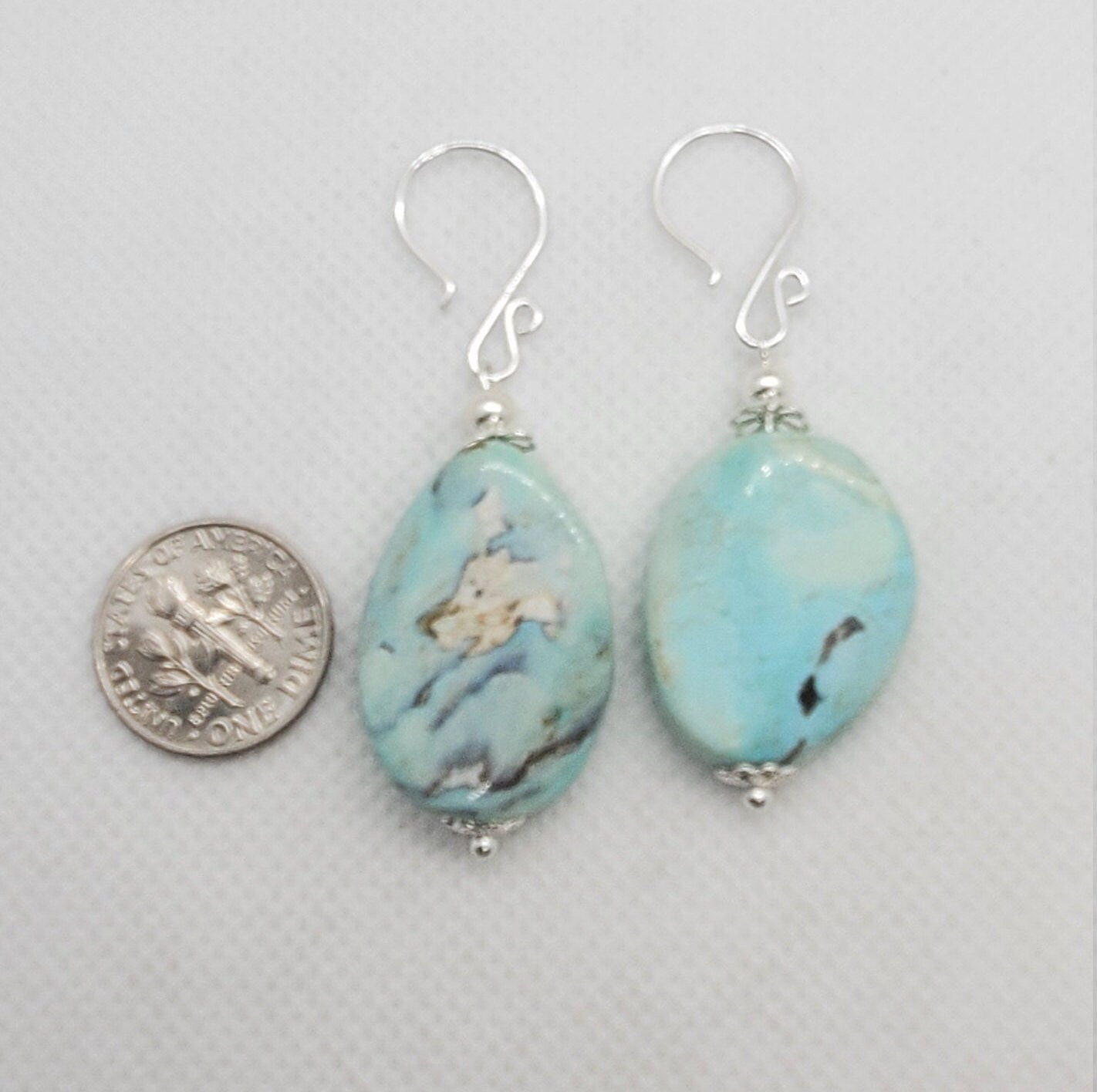 Terra Agate 16x22mm Earrings, Silver Filled Earring Wire