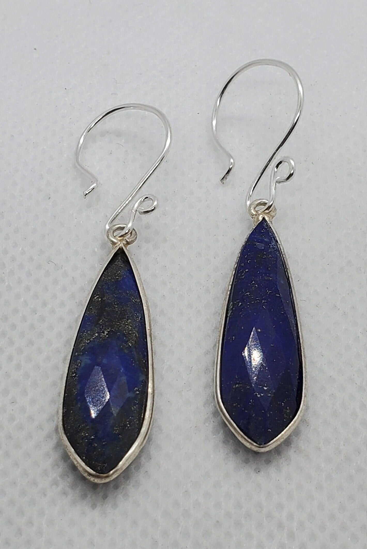 Lapis 10x32 mm Earrings,Silver Filled Earring Wire