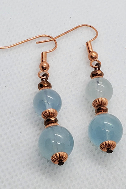 Aquamarine 6-10 mm Earrings, Copper Earring Wire