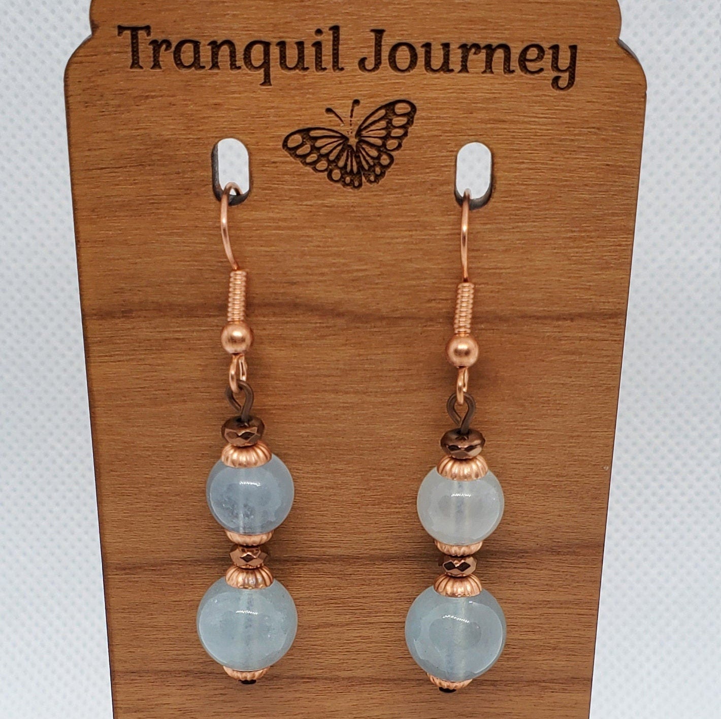 Aquamarine 6-10 mm Earrings, Copper Earring Wire