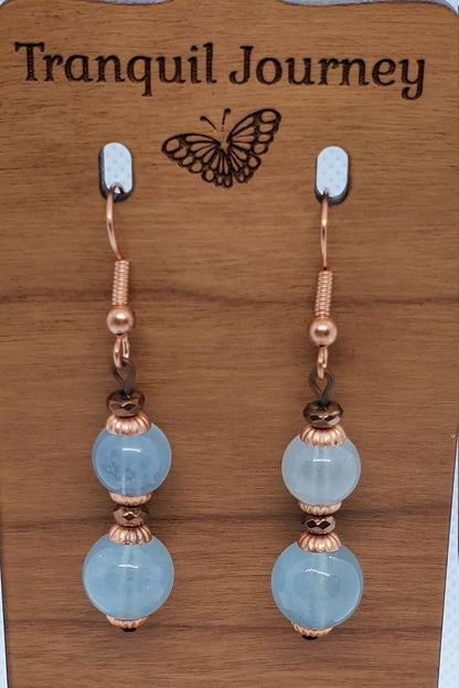 Aquamarine 6-10 mm Earrings, Copper Earring Wire