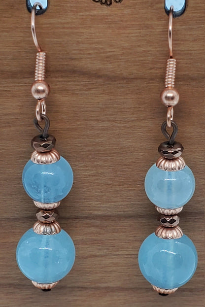 Aquamarine 6-10 mm Earrings, Copper Earring Wire