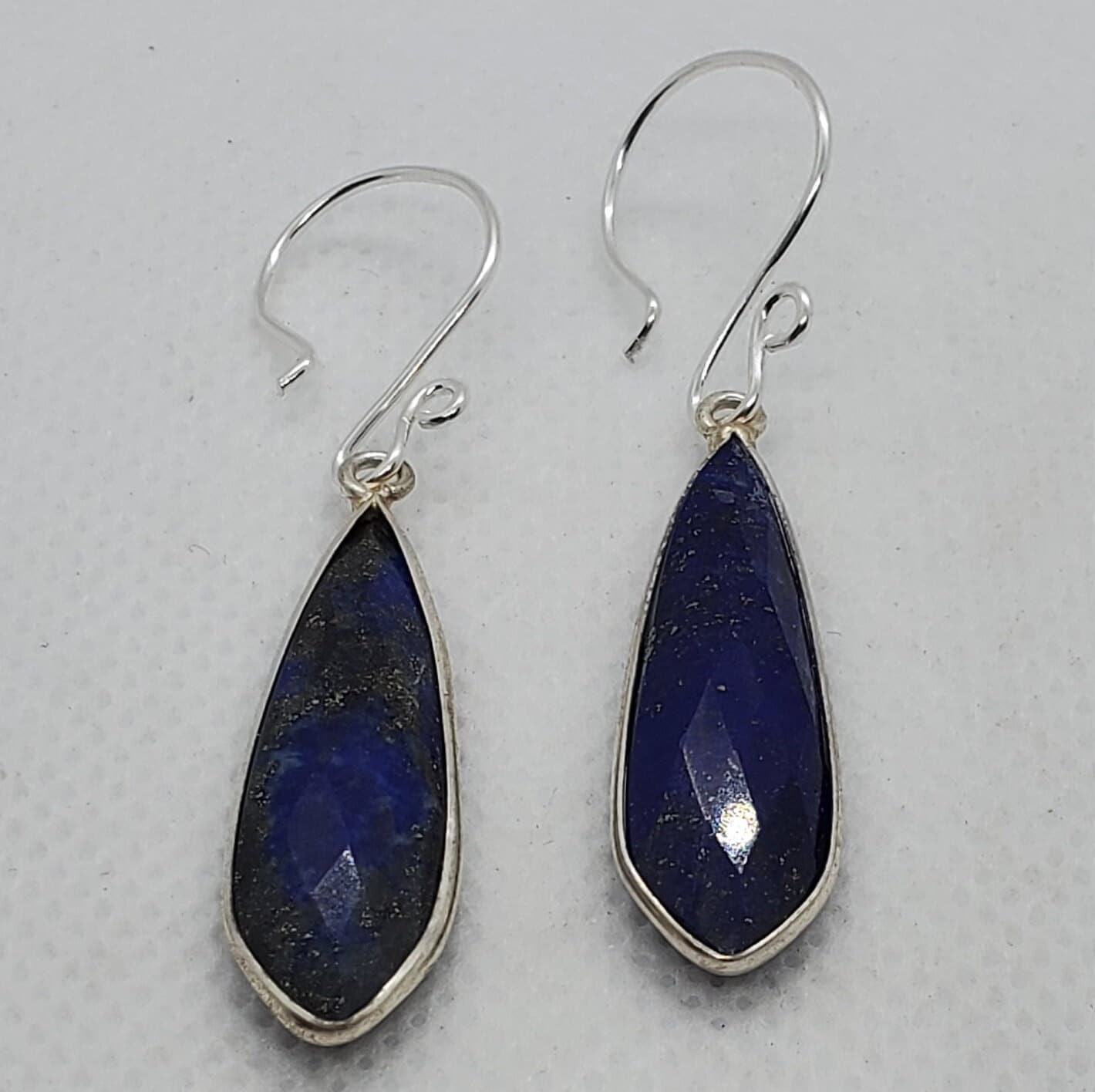 Lapis 10x32 mm Earrings,Silver Filled Earring Wire