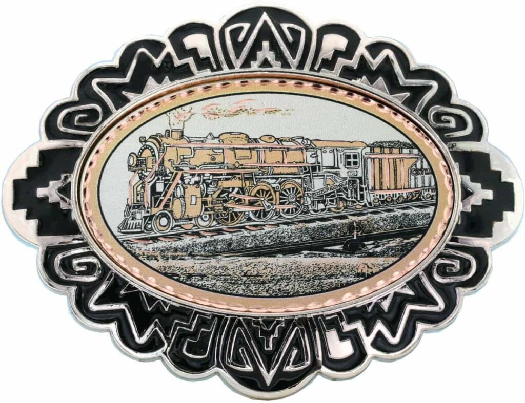 Steam Train - Western Belt Buckle on Copper