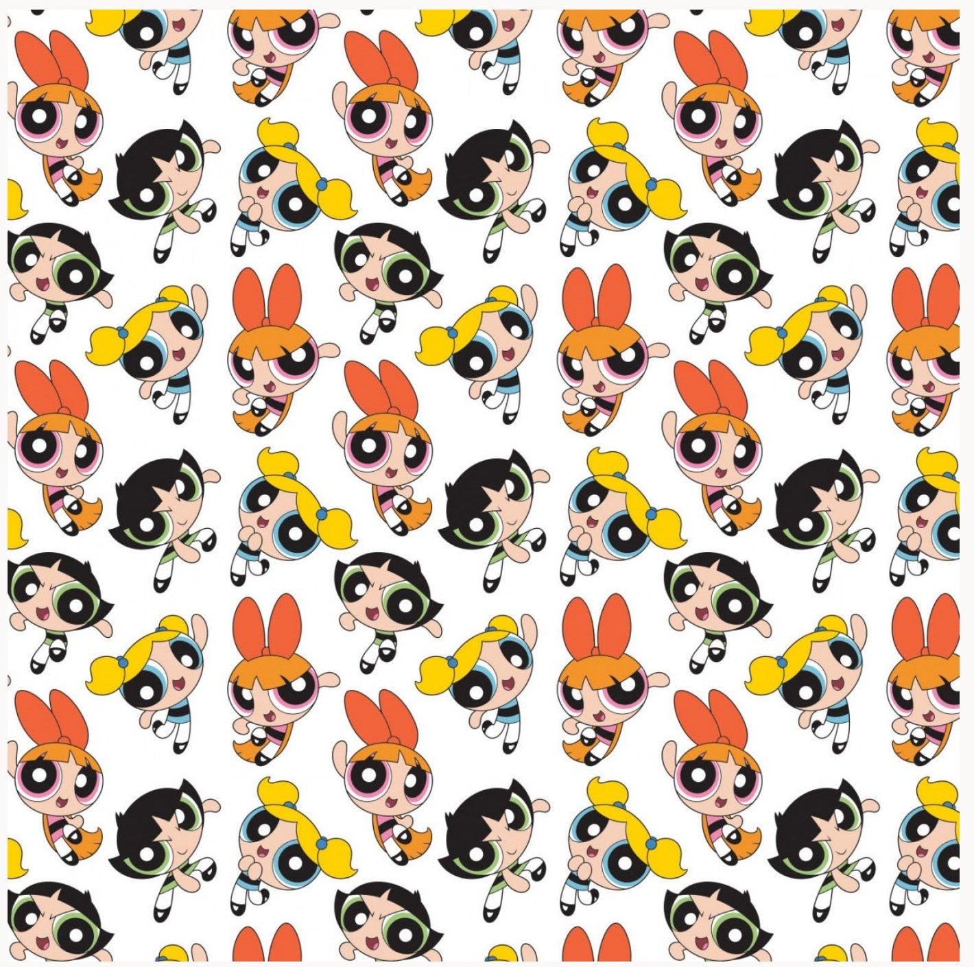 Powerpuff Girls Fabric by the half yard. 100% cotton. BLOSSOM BUTTERCUP BUBBLES